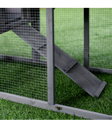 5ft Wooden Rabbit Guniea Pigs Hutch with Run 2 Tiers Outdoor Cage Pet House