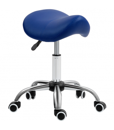 HOMCOM PU Leather Saddle Stool w/ Moulded Padded Seat Adjustable Height Blue
