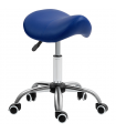 HOMCOM PU Leather Saddle Stool w/ Moulded Padded Seat Adjustable Height Blue