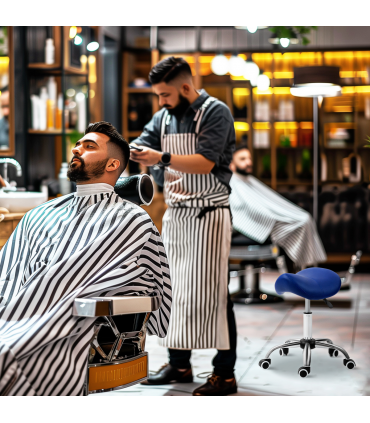 HOMCOM PU Leather Saddle Stool w/ Moulded Padded Seat Adjustable Height Blue