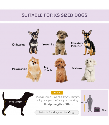 Mesh Purple 48.5cm Foldable Pet Carrier, Cat Bag w/ Cushion, for Miniature Dogs