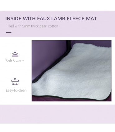 Mesh Purple 48.5cm Foldable Pet Carrier, Cat Bag w/ Cushion, for Miniature Dogs