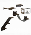 5 Piece Cat Wall Shelves with Curved Platform, Cat House, Bridge, Stairs