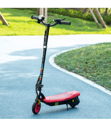 Folding Electric Scooter E-Scooter w/ LED Headlight, for Ages 7-14 Years - Red
