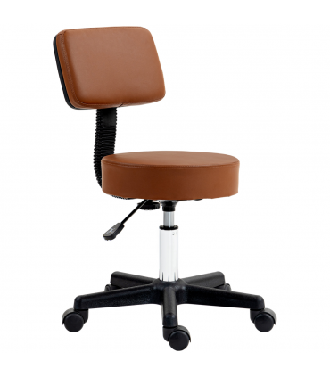 HOMCOM Adjustable Swivel Salon Chair Padded Seat Back 5 Wheels Brown