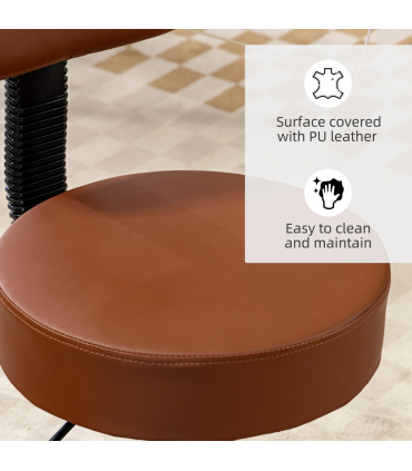 HOMCOM Adjustable Swivel Salon Chair Padded Seat Back 5 Wheels Brown