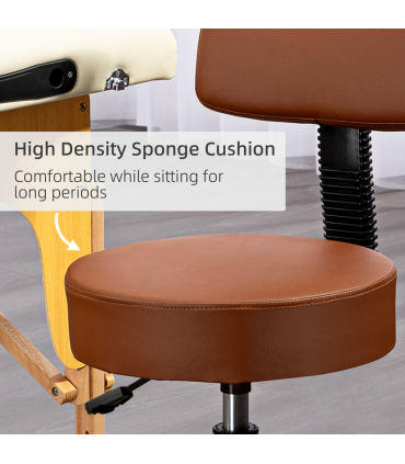 HOMCOM Adjustable Swivel Salon Chair Padded Seat Back 5 Wheels Brown