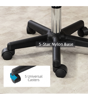 HOMCOM Adjustable Swivel Salon Chair Padded Seat Back 5 Wheels Brown