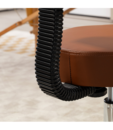 HOMCOM Adjustable Swivel Salon Chair Padded Seat Back 5 Wheels Brown