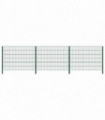 Fence Panel with Posts Iron 5.1x1.2 m Green