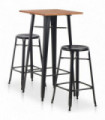 3 Piece Bar Set Steel Black