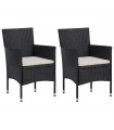 Garden Dining Chairs 2 pcs Poly Rattan Black