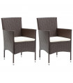 Garden Dining Chairs 2 pcs Poly Rattan Brown