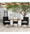 3 Piece Garden Bistro Set Poly Rattan and Solid Wood Black
