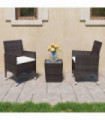 3 Piece Garden Bistro Set Poly Rattan and Tempered Glass Brown