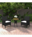 3 Piece Garden Bistro Set Poly Rattan and Solid Wood Black