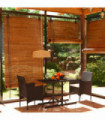 3 Piece Garden Dining Set Poly Rattan and Tempered Glass Black
