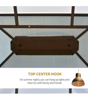 3.6x3m Polycarbonate Hardtop Patio Gazebo Steel Frame Net Sidewalls