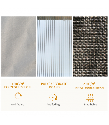 3.6x3m Polycarbonate Hardtop Patio Gazebo Steel Frame Net Sidewalls