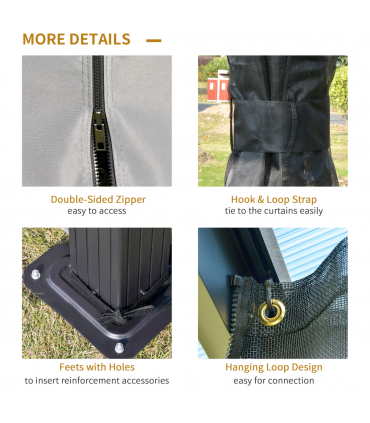 3.6x3m Polycarbonate Hardtop Patio Gazebo Steel Frame Net Sidewalls