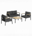 4Pc Garden Sofa Set with Padded Cushions, with Coffee Table, Grey