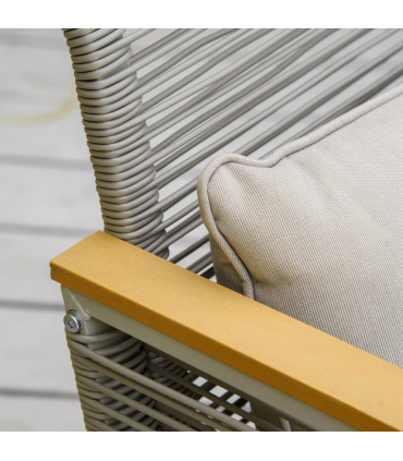 4-Seater Patio Wicker Sofa, Metal Frame PE Rattan Tempered Glass Table Grey