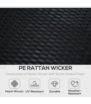 4-Seater Rattan Wicker Garden Patio Sofa Storage & Table Set Black