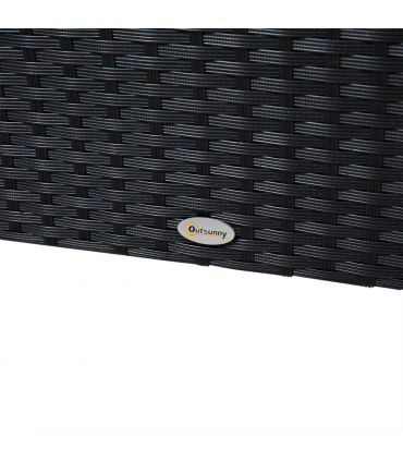 4-Seater Rattan Wicker Garden Patio Sofa Storage & Table Set Black