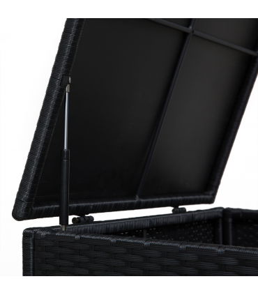 4-Seater Rattan Wicker Garden Patio Sofa Storage & Table Set Black