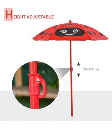 Kids Folding Picnic Table Chair Set Ladybug Pattern Outdoor