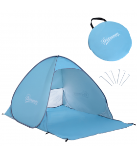 Beach Tent Instant Camping Pop up Tent Sun Shade Shelter, Blue Outsunny