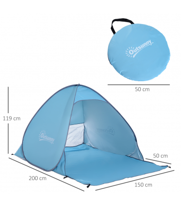 Beach Tent Instant Camping Pop up Tent Sun Shade Shelter, Blue Outsunny