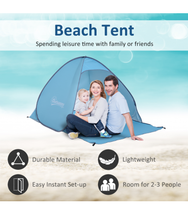 Beach Tent Instant Camping Pop up Tent Sun Shade Shelter, Blue Outsunny