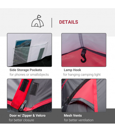 3 Man Camping Tent w/ 2 Rooms Porch Vents Rainfly Weather-Resistant Outsunny