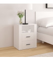 Bedside Cabinet White 50x36x60 cm Engineered Wood