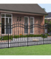 Garden Fence with Spear Top Black 165 cm Powder-coated Steel