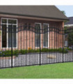 Garden Fence with Spear Top Black 190 cm Powder-coated Steel