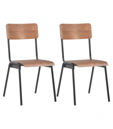 Dining Chairs 2 pcs Brown Solid Plywood Steel