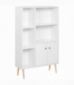 Open Bookcase Cabinet Shelves W/ Two Doors, 80W x 23.5D x 118Hcm-White