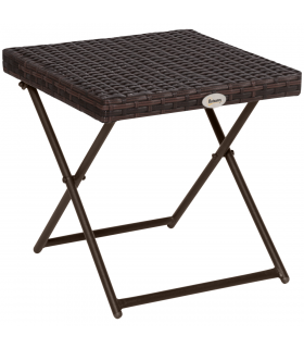 Folding Square Rattan Coffee Table Bistro Balcony Garden Steel Outdoor