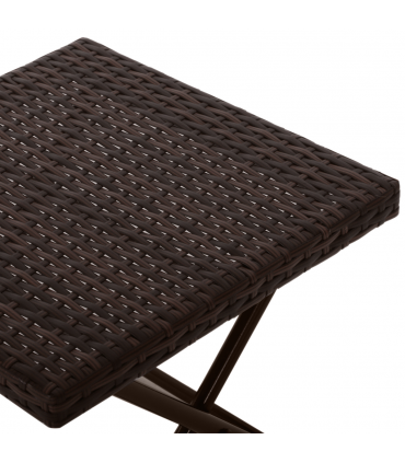 Folding Square Rattan Coffee Table Bistro Balcony Garden Steel Outdoor