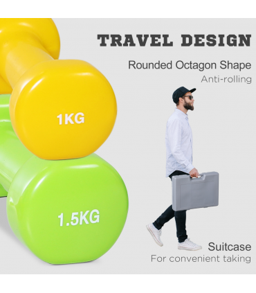 10kg Colourful Dumbbell Weights Set Home Exercising Toning w/ Case Gym HOMCOM