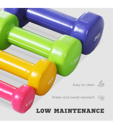 10kg Colourful Dumbbell Weights Set Home Exercising Toning w/ Case Gym HOMCOM