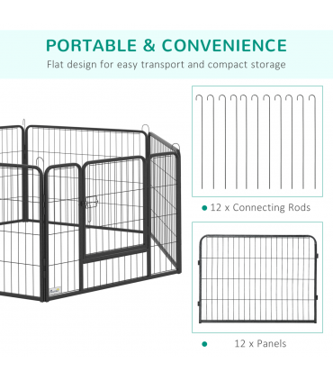 Steel 240x240cm Heavy-Duty 12 Panel Pet Playpen