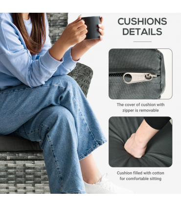 2 Seater GardenRattan Furniture Bistro Set Table Set Conservatory, Light Grey