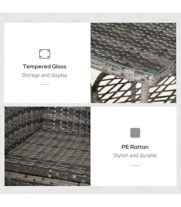 2 Seater GardenRattan Furniture Bistro Set Table Set Conservatory, Light Grey