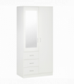 2-Door Wardrobe w/ Adjustable Shelf 3 Drawers for Bedroom, 180cm, White
