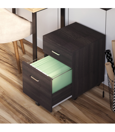 2-Drawer Locking Office Filing Cabinet 5 Wheels Rolling Storage Brown Vinsetto