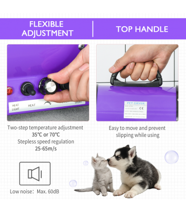 2800W Dog Hair Dryer Pet Grooming Blaster Blower Dryer 3 Nozzles Pawhut