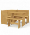 3 Piece Dining Set Honey Brown Solid Wood Pine